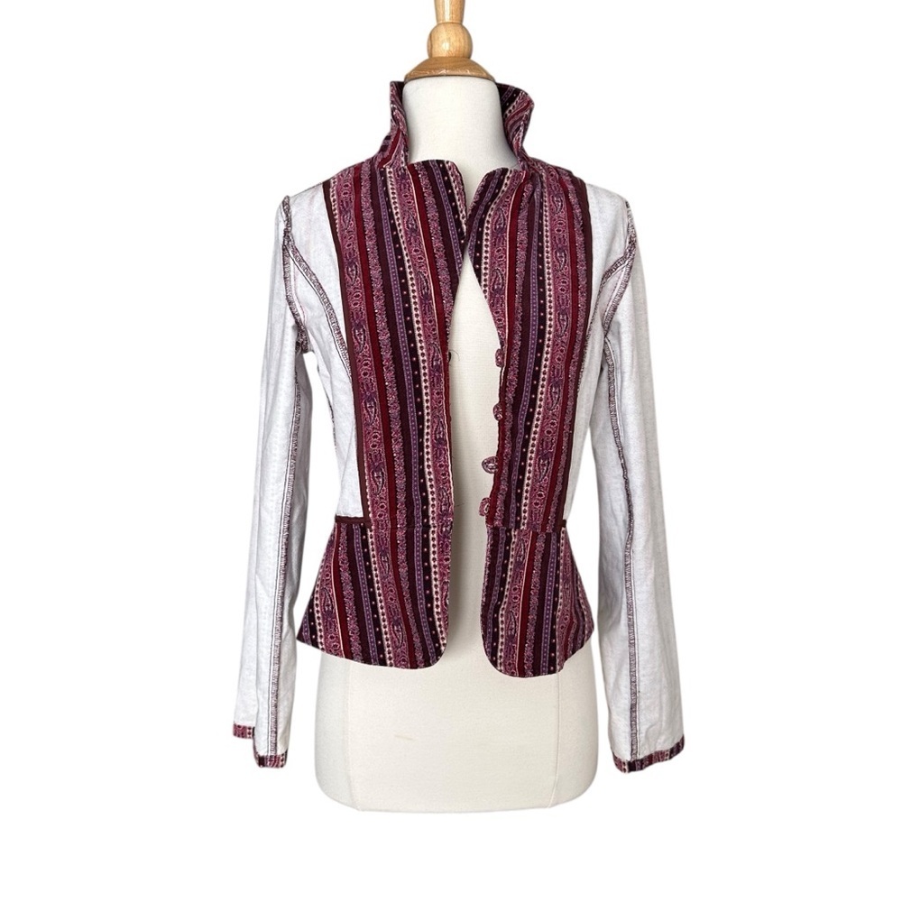 Vintage Inspired Boho Purple Velvet Stripe Blazer Jacket Hippie Retro 70s Small - Picture 8 of 13